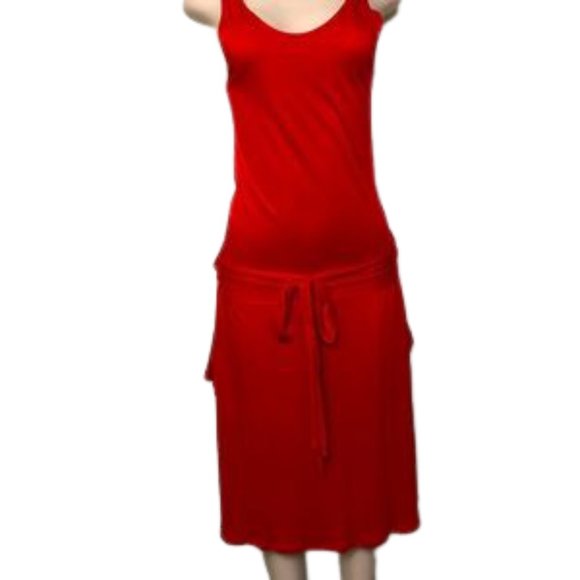 MGN Dress red midi sleeveless side pockets SIZE: L - Picture 1 of 12